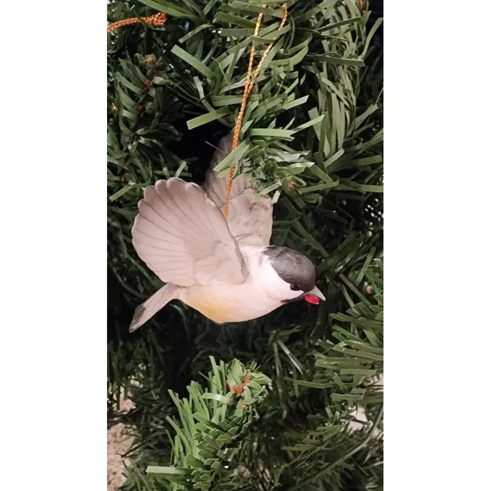 Andrea by Sadek Handpainted Porcelain Chickadee Hanging Ornament Figurine‎ FLAW